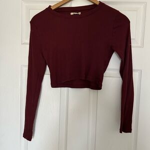 Madewell Deep Red Long Sleeve Crop Top